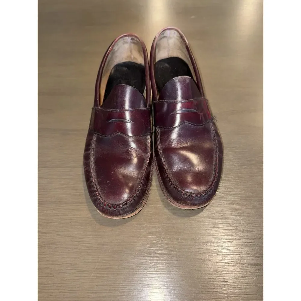 Vtg Johnston Murphy Aristocraft Penny Loafers Mens 9 Burgundy Leather USA Made